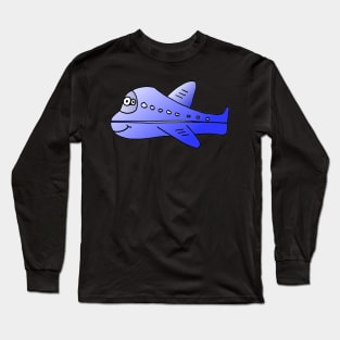 Flying Happy Airplane Doodle Long Sleeve T-Shirt